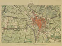 214045 Topografische kaart van de stad Utrecht met wijde omgeving; met weergave van de verkavelingen, bebouwing, wegen, ...